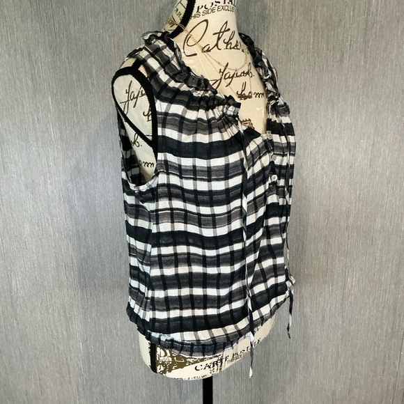 a.n.a Black and White Checkered Blouse Size P/L - Picture 3 of 9